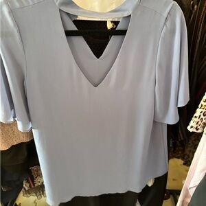 Naked Zebra Light Blue V-Neck Blouse nwt